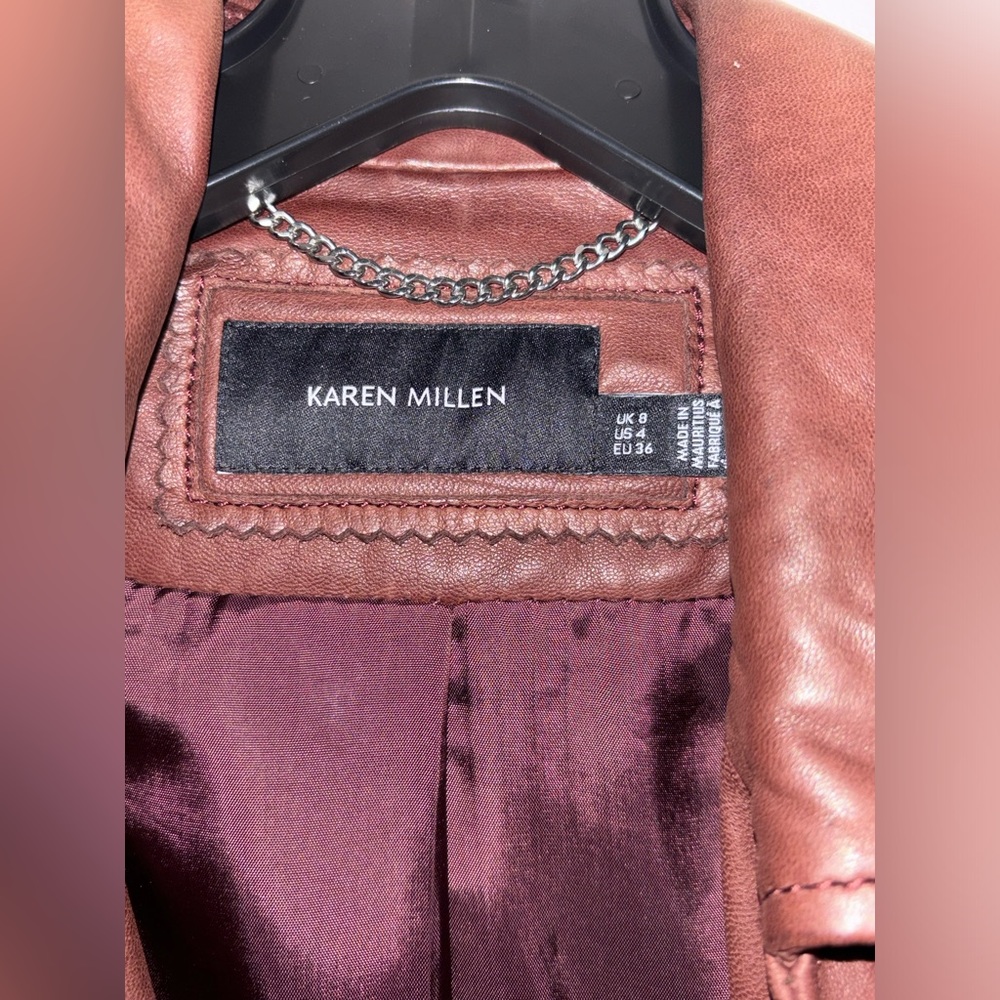 Burgundy real leather jacket - Picture 4 of 5